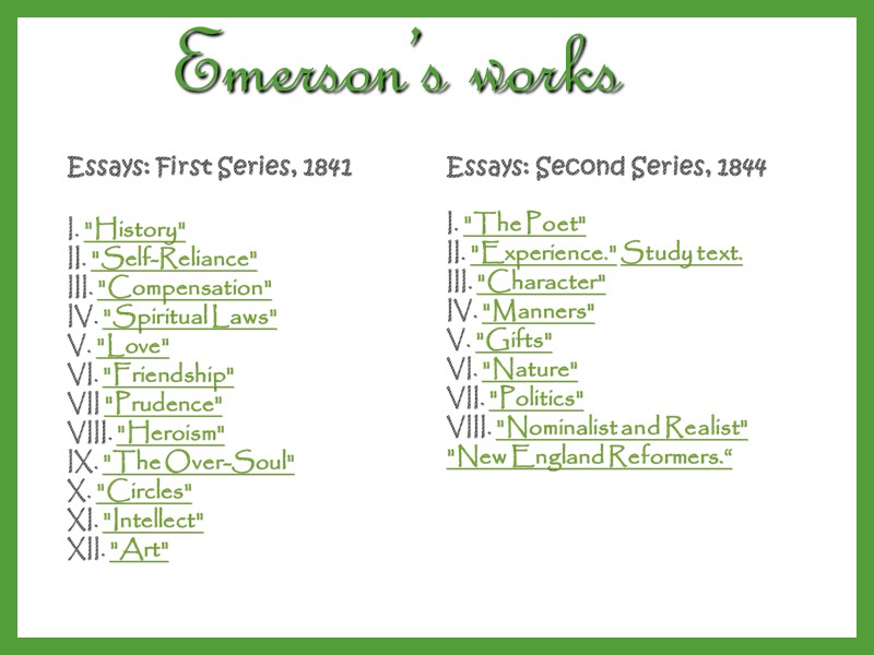 Emerson’s works